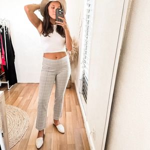 Anthropologie Gray Plaid Trousers